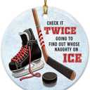 2 x Hockey Christmas Ornaments 2025 - Ice Hockey Gifts for Players, Coach, Fans, Ceramic Sports Ornament for Christmas Tree, Gift-Ready Keepsake for Hockey Enthusiasts, Family, Friends