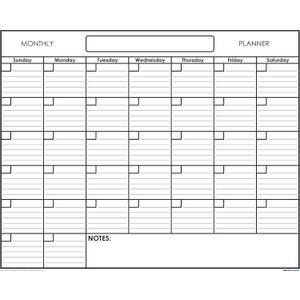 24" x 36" Erasable Undated One Month Laminated Wall Calendar Monthly Planner Blank Reusable for Organizing Home, Office and Academic Schedules