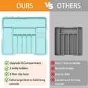 Homecor Silverware Organizer - Expandable Large Kitchen Drawer Organizer Utensil Organizer with 2 Knife Block Inserts, 22"x 19"Cutlery Tray with Drawer Dividers for Kitchen Flatware (Turquoise)