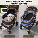Pet Stroller for Small/Medium Dogs & Cats Up to 50 lbs, 3-in-1 Foldable Stroller w/Detachable Carrier & Car Seat, Removable All-Season Liner, Sunshade, Storage Basket & Cup Holder, All-Terrain, Khaki