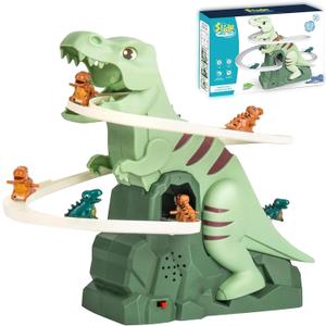 Dinosaur Chasing Race Track, Dinosaur Climbing Slide Music Toy with Music and Light, Electric Dinosaur Climbing Slide Music Toy Chasing Race, Electric Race Track Game Fun Track Slide