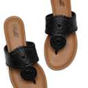 katliu Women's Flat Sandals Flip Flop Sandals Dressy Thong Sandals (8, Black)