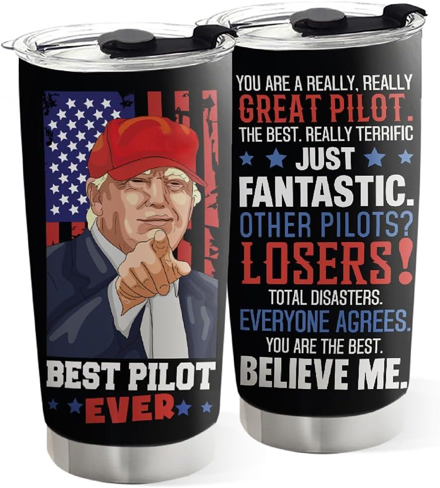Pilot Tumbler 20oz, Pilot gifts for Men, Pilot Gift Idea for Birthday, Father's Day, Christmas Gift, Aviation Men, Funny Airplane Present, Stainless Steel Cup