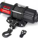 OPENROAD 4500 lb ATV/UTV Winch,12V Towing Off-Road Electric UTV Winch with 1/4"50' Synthetic Rope,Wireless Remote and Rubber Stopper (4500lb with Synthetic Rope), 4500lb Black