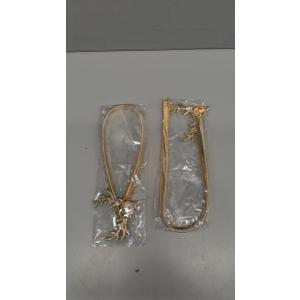 Elegant Metal Spring Curtain Straps Elk Tiebacks for Drapery No-Drill Installation for Sheer Curtains (38.5X2CM, Golden)