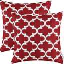 CaliTime Pack of 2 Soft Canvas Throw Pillow Covers Cases for Couch Sofa Home Decor Modern Quatrefoil Accent Geometric 18 X 18 Inches Burgundy