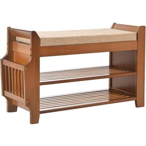 PETKABOO 2 Tier Shoe Bench, Bamboo Shoe Rack Bench, Shoe Storage Bench Organizer for Entryway Hallway Living Room
