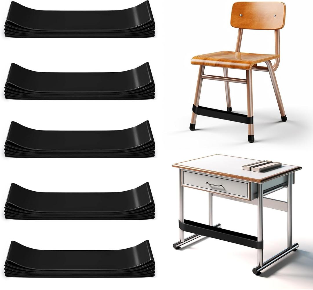 25 Pack Chair Bands for Kids with Fidgety Feet, ADHD Tools for Kids, Improve Focus & Reduce Restlessness, Chair Bands for Sensory ADHD ADD Autism - Classroom & Home Must Haves (Black)