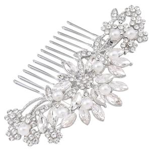 Hapibuy Crystal Wedding Hair Comb Bridal Hair Comb Pearl Wedding Headpiece Silver Hair Accessories