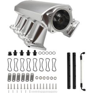 Intake Manifold for LS Cathedral Port Cylinder Heads Compatible with LS1 LS2 LS6 LSX HTRACING (Silver)