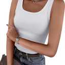 ANRABESS Womens Sleeveless Scoop Neck Tank Top Ribbed Fitted Summer Basic Slim Cute Tops 2025 (Large, White) &  DJT Women's Flowy Handkerchief Hemline Midi Skirt 2XL