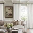 Beige White Pinch Pleated Linen Curtains 96 Inches Long 60 Inch Width Linen Blend Light Filtering Window Curtains 96 Inch for Living Room Bedroom Patio Pinch Pleat Drapes Hooks Rings 1 Panel 60Wx96L