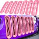 7PCS Front Grill Mesh Inserts for Jeep Wrangler JK JKU Unlimited 2007 2008 2009 2010 2011 2012 2013 2014 2015 2016 2017 2018 Grille Guard Cover Trim Clip-in Exterior Accessories (Matte Pink)