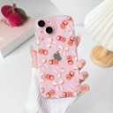 3 x NITITOP Compatible with iPhone 15 Plus Case Cute Clear Cherry Bowknot Design for Women Girls Bow Ribbon Soft Fit Slim Stylish Anti Yellowing Protective Phone Cover - Light Pink