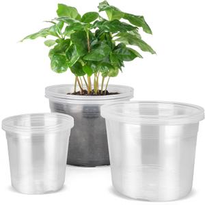 6/8/10 Inch Large Clear Nursery Pots with Drainage, 12 Pack Plastic Pots for Plants, Ideal Seedling Pots and Plant Pots for Vegetables, Orchids, Aloe, Indoor Outdoor Use (6 8 10 inch)