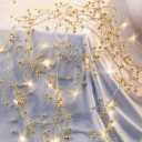 OVV Christmas Decorations 13FT Pearl Garland String Lights 40LED Festive Lighted Berry Beaded Indoor Bedroom Decor Warm Lights for Wedding Valentine's Day Party Battery Operated (Golden)