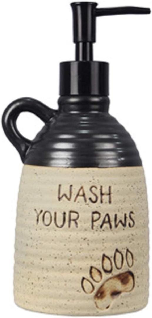 Young's Inc. Farmhouse Soap Dispenser - Decorative Dish and Hand Soap Dispenser for Bathroom and Kitchen - Bear Paw, Brown - 3.5'' X3.5'' X7.75''