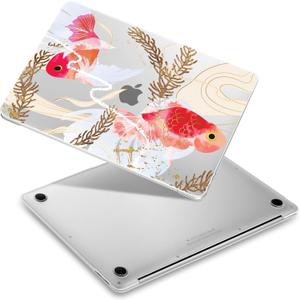 Case for MacBook Air 13 inch 2021 2020 2019 2018 Model A2337 M1/A2179/A1932, Laptop Hard Shell Case with Keyboard Cover & Screen Film & OTG Adapters & 2 Webcam Covers, Goldfish