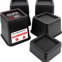 DEDU Oversized Bed Risers Heavy Duty 8 Inch 4 Pack, Furniture Risers for Sofas Stackable in 3, 5, or 7 Inch Supports Up to 11000 Lbs, Square Bed Raising Blocks Fits 5.5 Inch Wide Desk or Couch (Black)