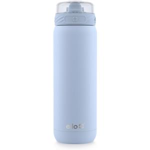 Ello Cooper 32oz Stainless Steel Water Bottle with Straw and Carry Handle, Double Walled and Vacuum Insulated Metal, Leak Proof Locking Lid with Soft Silicone Spout, Reusbale, BPA Free, Halogen Blue