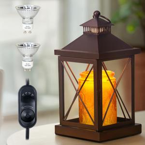Candle Warmer Lamp with Timer, Dimmable Candle Lamp, Compatible with Small and Large Candles, Vintage Lamp Candle Warmer for Bedroom Home Living Room Decor, Wax Melt Warmer with 2 Bulbs (Coffee)