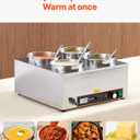VEVOR Electric Soup Warmer, Four 6.34QT Stainless Steel Round Pot with 86~185F Adjustable Temp, 1500W Commercial Bain Marie with Anti-Dry Burn and Reset Button, Soup Station for Restaurant, Buffet