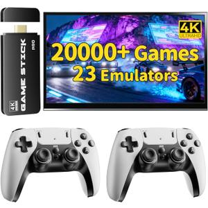 2025 Retro Gaming Console, 20K+ Classic Games, 23 Emulators, 4K HDMI Game Stick with Upgraded Dual 2.4G Wireless Controllers 64GB, Plug-and-Play Video Game Console for TV
