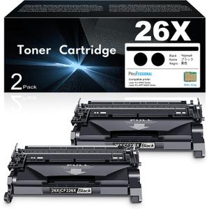 26X CF226X Black High-Yield Toner Cartridge with Chip Replacement for HP 26X CF226X Laser Pro M402d M402dw M402dne; Laser Pro MFP M426dw M426fdw M427dw Printer (Black, 2-Pack)