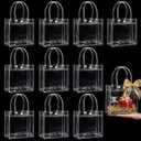 MAQIHAN Clear Gift Bags with Handles - 10 Party Favor Candy Bags, Plastic Goodie Bags Transparent, bolsitas, for Valentines, Mother's Day, Christmas, Baby Shower, Wedding, Birthday, Mini 5.9'' x 6.3''