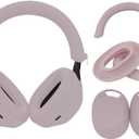 Adhiper 3Sets Silicone Sweat Case Cover for Sony WH-1000XM5 Headphones, XM5 Covers Accessories Silicone Ear Pads Covers & Headband Cover & Ear Cups Protector, Washable & Sweatproof - Smoky Pink