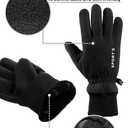 3Pack Winter Gloves Women Men - Winter Gloves for Women Cold Weather, Large Touch Screen Solid Lightweight Waterproof Thermal Ski Gloves for Running Cycling Outdoor Activities, Black