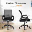 OLIXIS Office Desk Chair - Ergonomic Mid Back with Lumbar Support & Rocking Mode, Height Adjustable with Fixed Armrest, Storage Back for Computer, Gaming, Conference, Meeting, 360 Swivel, Black