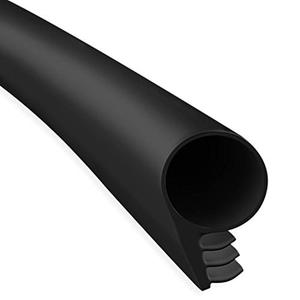 TMH Premium Pure Silicone Kerf Weather Stripping Door Seal, Window and Door Frame Sealer Bulb/Ring Shape, Black - 20 Feet