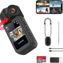 S70 2.7K Thumb Action Camera, 64GB Mini Body Camera, Wearable Pocket Cam with Magnetic Lanyard, Hands-Free POV Recording, Small Portable Camcorder for Work, Cycling, Travel, Pet Walking(Black)