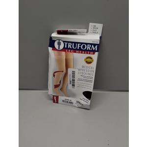 Truform 30-40 mmHg Compression Stockings for Men and Women, Thigh High Length, Dot-Top, Closed Toe, Black, Medium (Medium (1 Pair))