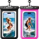 Hiearcool Waterproof Phone Pouch, Underwater Phone Cases Compatible for iPhone 17 16 15 14 13 Pro Max, Waterproof Dry Bag for Cruise Travel Essentials Phone Water Protector Pouch-Black & Bright Red-2Pack