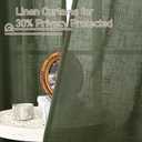 LAMIT Sheer Linen Curtains 102 inches Long, Linen Textured Light Filtering Semi Sheer Bronze Grommet Natural Boho Drapes for Living Room/Farmhouse, 2 Panels, Olive Green, 52 x 102 Inch