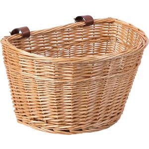 Wicker Front Cargo Bike Basket - Perfect for Riders of All Ages and Genders - for Beach Cruiser, Stationary Bike, E-Bike, or Road Bike with Stylish Faux Leather Straps