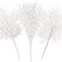 30 Pack White Christmas Tree Picks and Sprays, Christmas Tree Ornaments Artificial Flowers Glitter Berry Stems Faux Cedar Branches for Winter Wedding Holiday Party Home Garland DIY Xmas Decorations