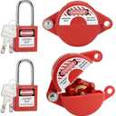 Boviisky Gate Valve Lockout with Safety Padlock, Red Outdoor Faucet Lock,  Water Spigot Lock, Suitable for Valve Handles with a Diameter of 1-2.5 inches, 2 Set