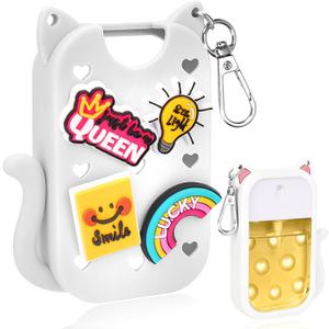 5 x Mity rain Hand Sanitizer Spray Case Compatible With Touchland, Cute Silicone Hand Sanitizer Holder Keychain with 4 Charms, Portable Refillable Sanitizer Accessory, Gift for Women And Teens