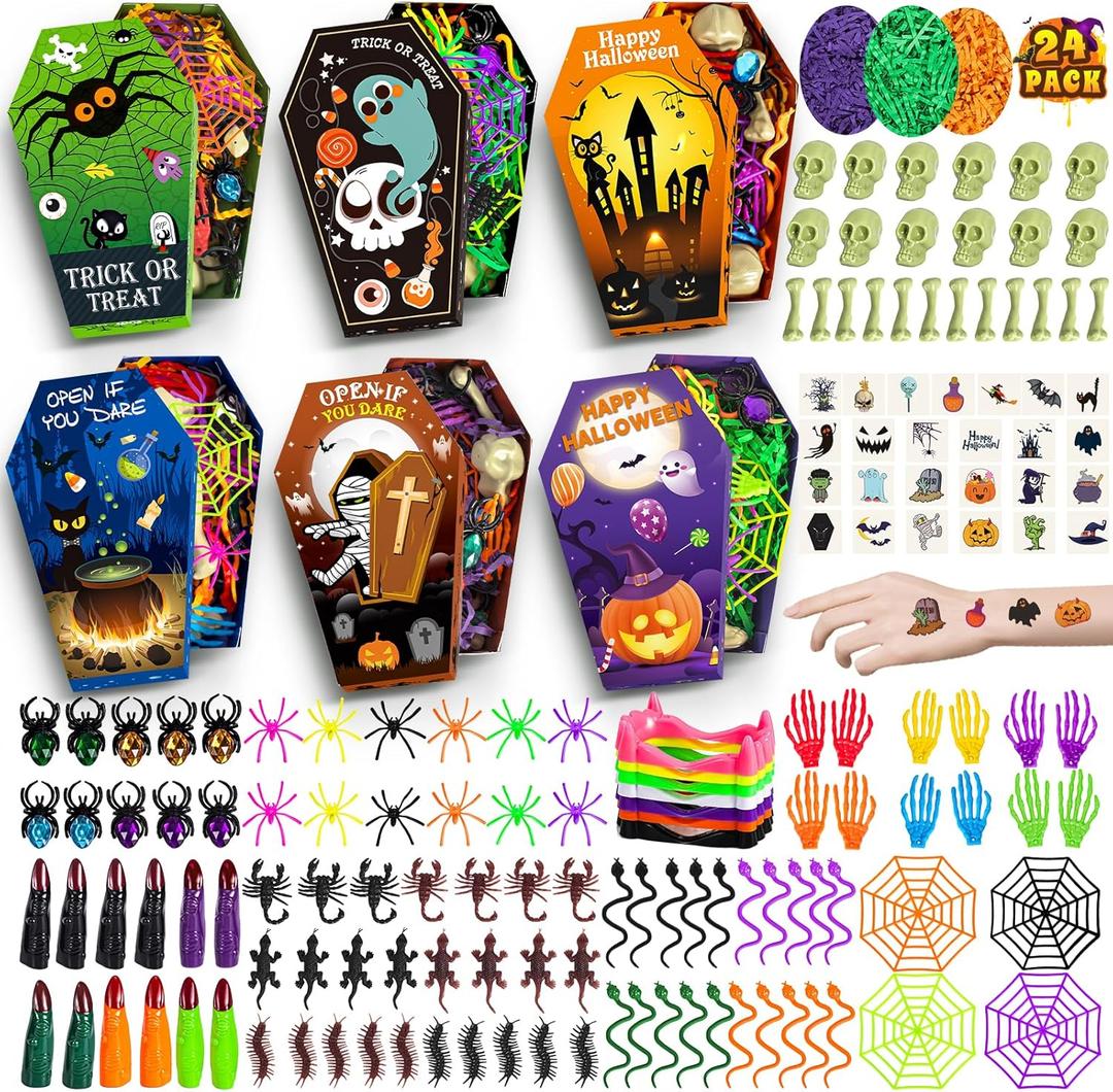 SpringFlower 269Pcs Halloween Party Favors Bulk, Halloween Party Supplies, Goodie Bags Stuffers, Halloween-Themed Toys for Trick or Treat Classroom Prizes Gifts for Kids