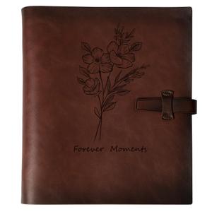 Photo Album 4x6 200 Photos, Genuine Leather Photo Albums with Writing Space with 30 Writing Paper, Travel Family Wedding Kids Graduation Ultrasound Baby Picture Album Scrapbook Photo Album（Flower）