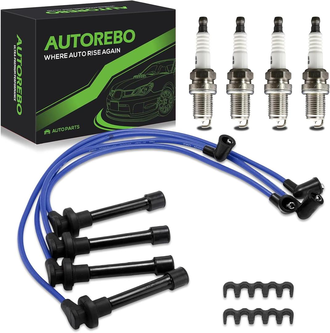 Set of 4PCS Ignition Spark Plug Wires 32702-P0A-A00 8028 RC-HE73 671-4179 & 4 Iridium Spark Plugs Compatible with Honda Accord Civic Odyssey Acura CL Isuzu Oasis L4 2.3L 2.2L 1.6L,1994-2022