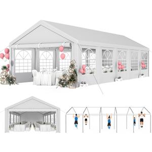 YITAHOME 16x32ft Heavy Duty Party Tent Outdoor Wedding Tent Canopy Event Shelters Upgraded Galvanized Steel Carport with Removable Sidewall Windows for Commercial and Parties, White