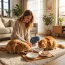6 PCS Cat Bowls,Cat Food Bowl,Anti Whisker Fatigue Ceramic Cats Dishes for Indoor Cats,Shallow Wide Kitten Plates for Wet & Dry Food and Water,Non-Slip Silicone Base (Cute Drawing cat)