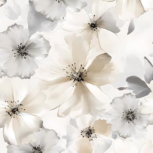 ILHIIOR Beige Floral Peel and Stick Wallpaper - Boho Vintage Leaf Pattern - Removable Self-Adhesive Wall Decor - 17.5''x118.1''