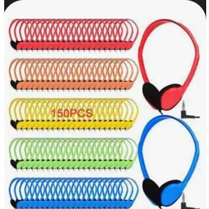 Tellegloww 150 Pcs Classroom Headphones Bulk Class Set Adjustable Wired School Wholesale Headphones Bulk Students on Ear Earphones with 3.5mm Jack for Children Gift, Teacher Supplies(Bright Color)