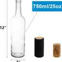DEAYOU 8 Pack 750ml Bordeaux Wine Bottles, Glass Clear Bottles with 8 Corks and PVC Shrink Capsules, Flat-Bottomed Empty Bottles for Liquor, Cham