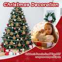 45 Pcs 3.15 Inch Velvet Christmas Ball Ornaments and Velvet Wreath Bow, 15 Flocked Christmas Tree Hanging Ball 30 Vintage Velvet Ribbon Bows, Xmas Decor Holiday Party Supplies (Khaki, 3.15 inches)